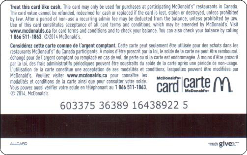 McDonald's Cards Collection - Canada - Arch Gift Card - 2014 - -014.jpg