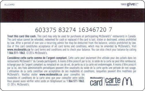 McDonald's Cards Collection - Canada - Arch Gift Card - 2014 - -010.jpg