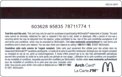 McDonald's Cards Collection - Canada - Arch Gift Card - 2007 - 002.jpg