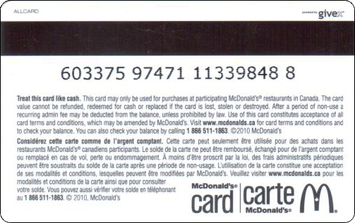 McDonald's Cards Collection - Canada - Arch Gift Card - 2010 - 002.jpg