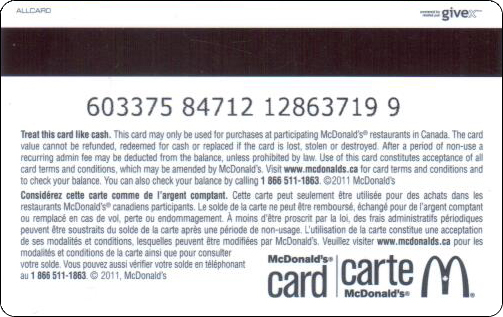 McDonald's Cards Collection - Canada - Arch Gift Card - 2011 - 002.jpg