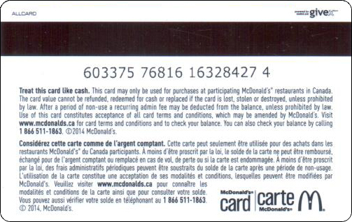 McDonald's Cards Collection - Canada - Arch Gift Card - 2014 - -012.jpg